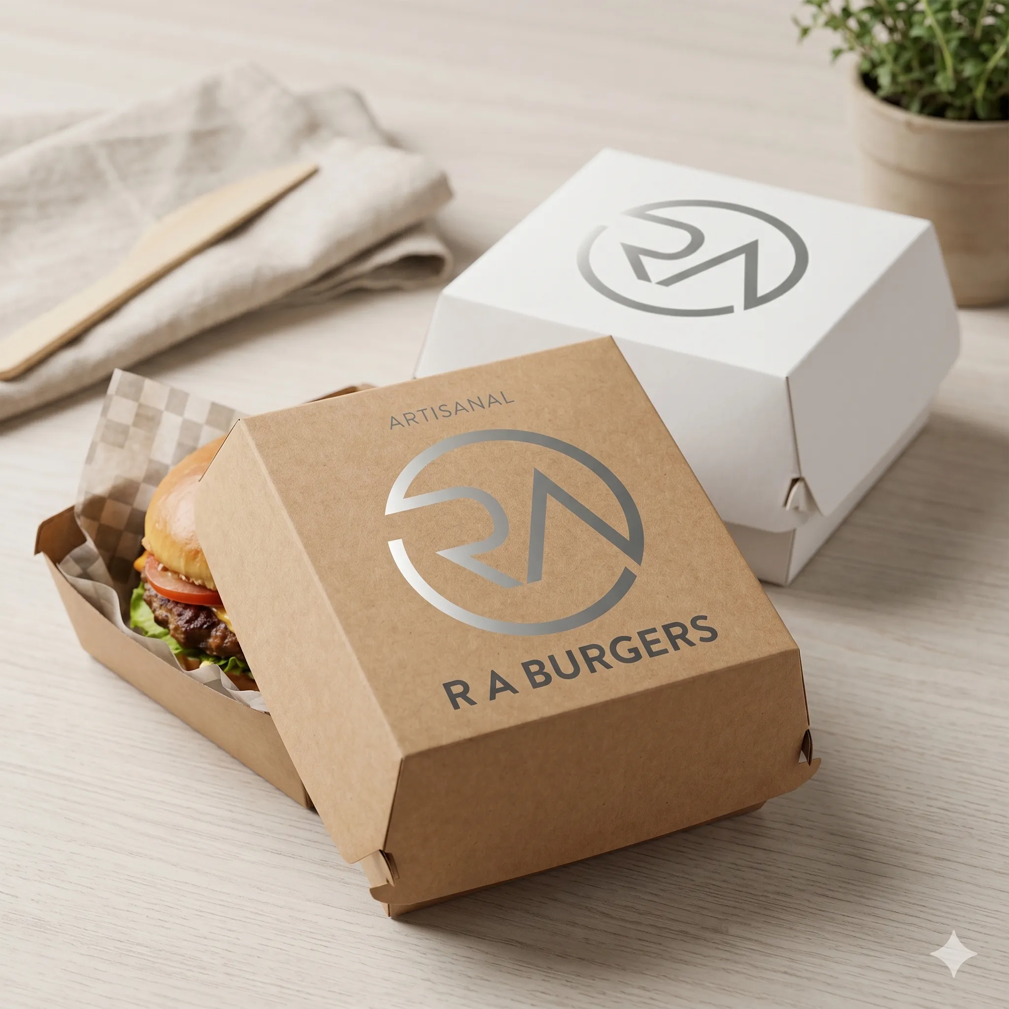 Burger boxes with brand printing
