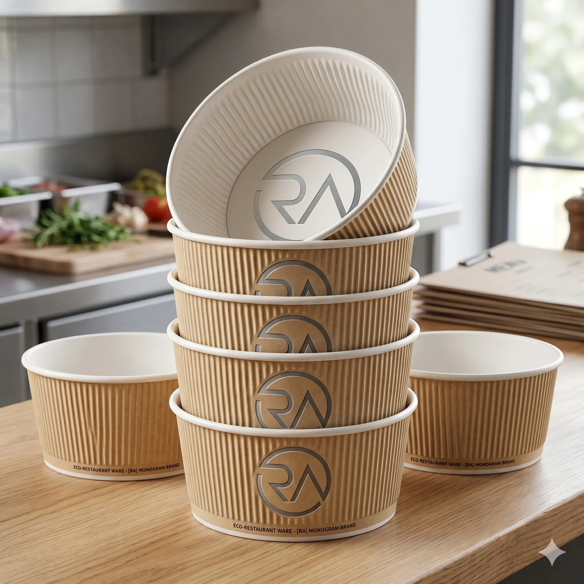 Soup bowls in ripple variant for restaurant use